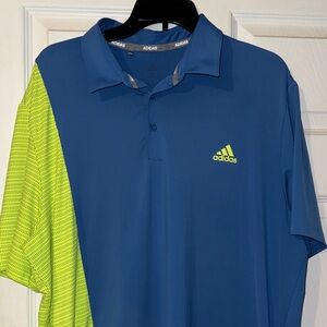 3/$30 Adidas Men's Vibrant Blue and Neon Yellow Polo